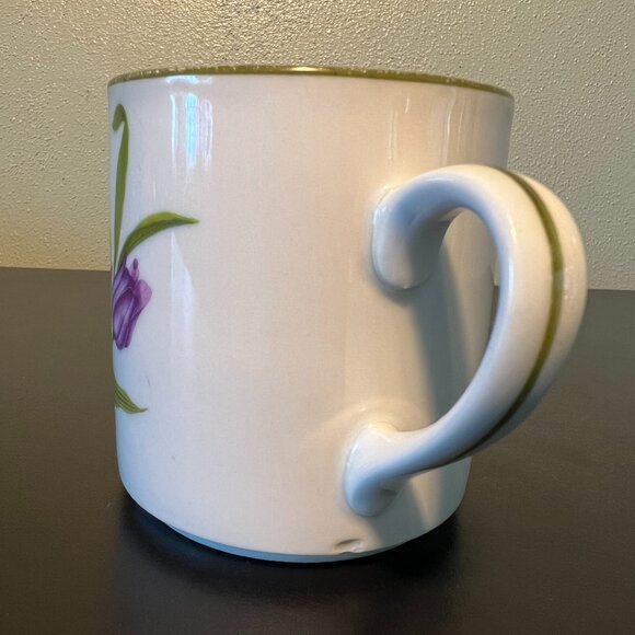 Vintage J.W.K. Bavaria, Germany Porcelain Cup  ~ Yellow & Purple Tulips ~ Floral - Picture 3 of 11